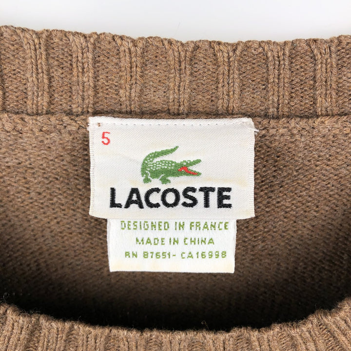Lacoste Cotton Knit Sweater, Size 5, Men's Size L cotton brown type Vintage Second Hand