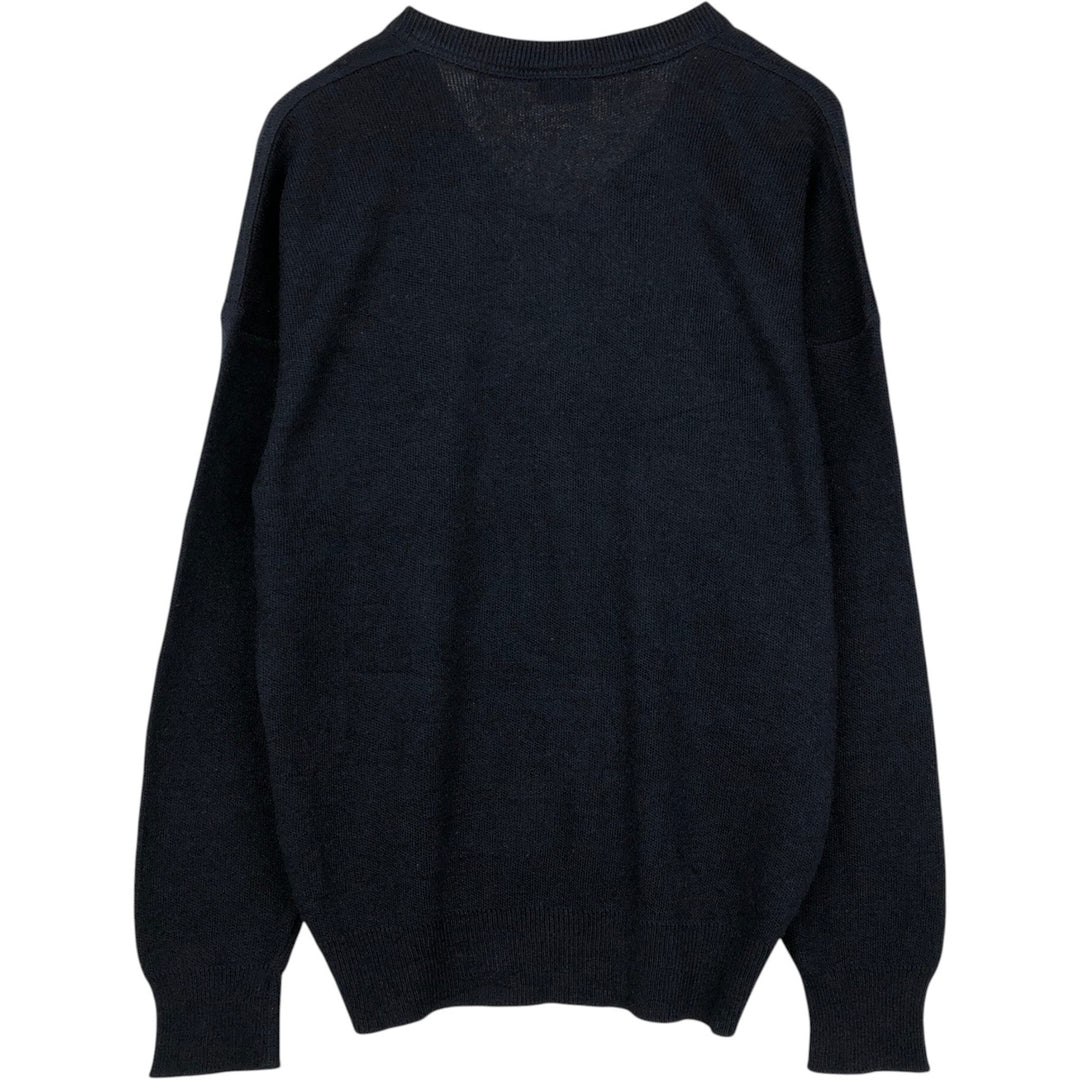 Lacoste V-neck wool and acrylic knit sweater, size 4, men's size M wool navy blue type Vintage Second Hand