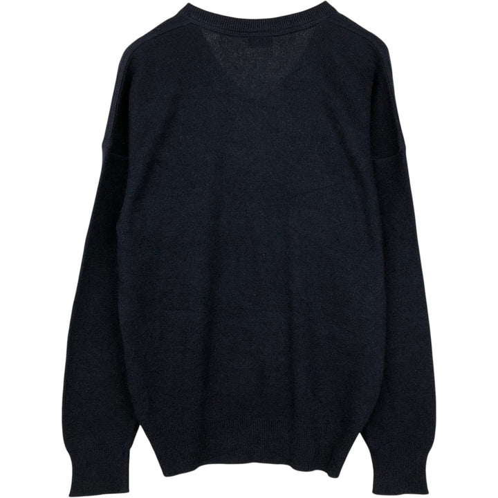 Lacoste V-neck wool and acrylic knit sweater, size 4, men's size M wool navy blue type Vintage Second Hand