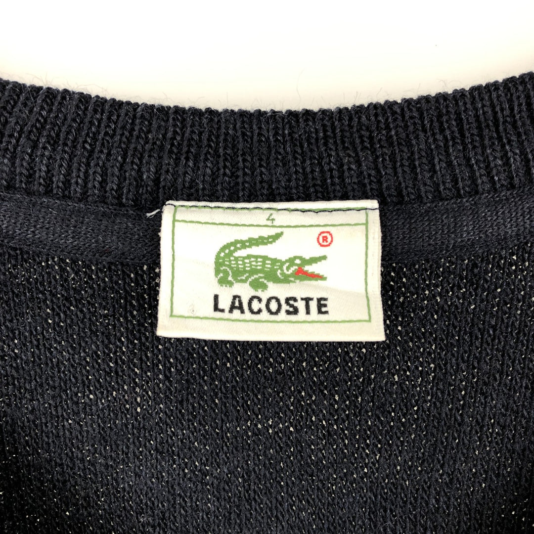 Lacoste V-neck wool and acrylic knit sweater, size 4, men's size M wool navy blue type Vintage Second Hand