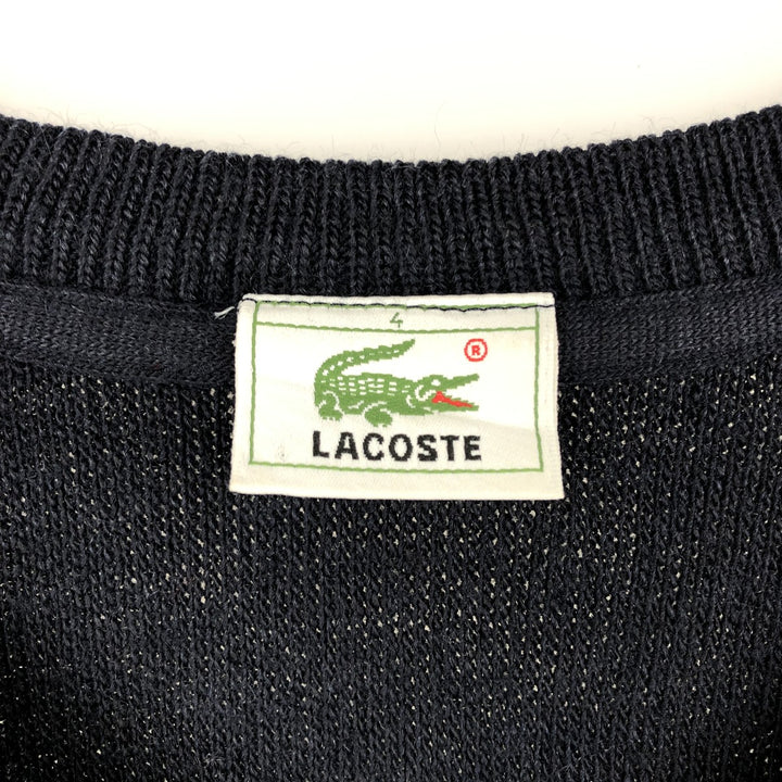 Lacoste V-neck wool and acrylic knit sweater, size 4, men's size M wool navy blue type Vintage Second Hand