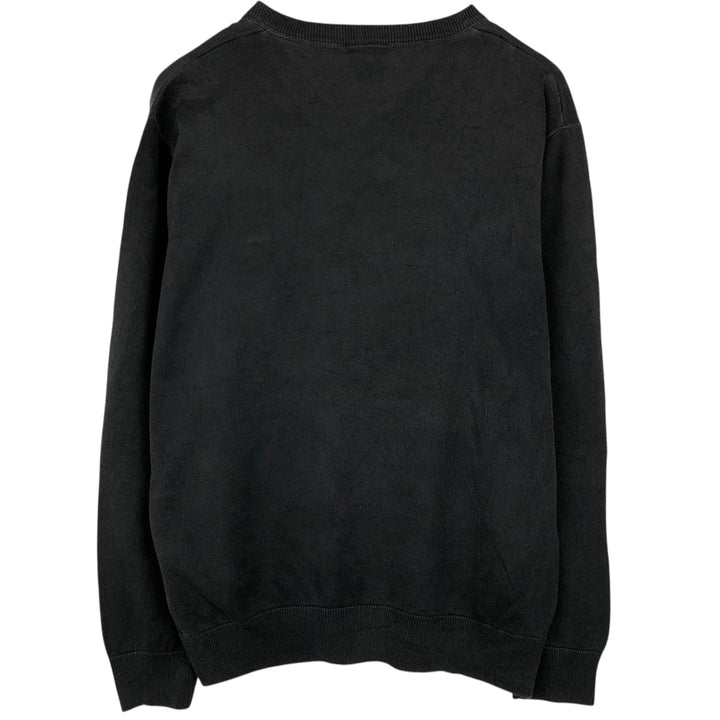 Lacoste V-neck cotton knit sweater, French design, size 6 (equivalent to men's XL) cotton black type Vintage Second Hand