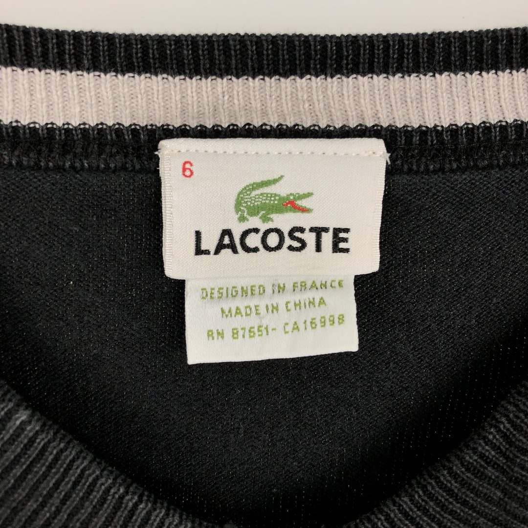 Lacoste V-neck cotton knit sweater, French design, size 6 (equivalent to men's XL) cotton black type Vintage Second Hand