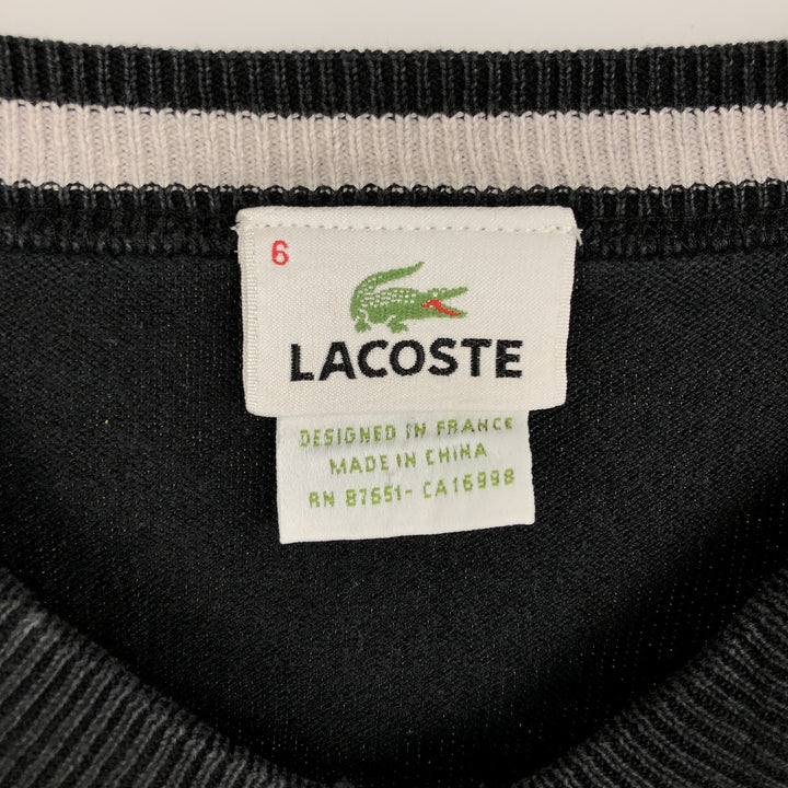 Lacoste V-neck cotton knit sweater, French design, size 6 (equivalent to men's XL) cotton black type Vintage Second Hand