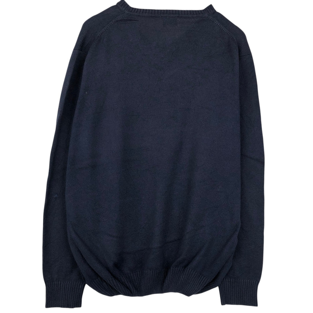 Lacoste V-neck cotton x acrylic knit sweater, size 7 (equivalent to men's XXL) acrylic navy blue type Vintage Second Hand