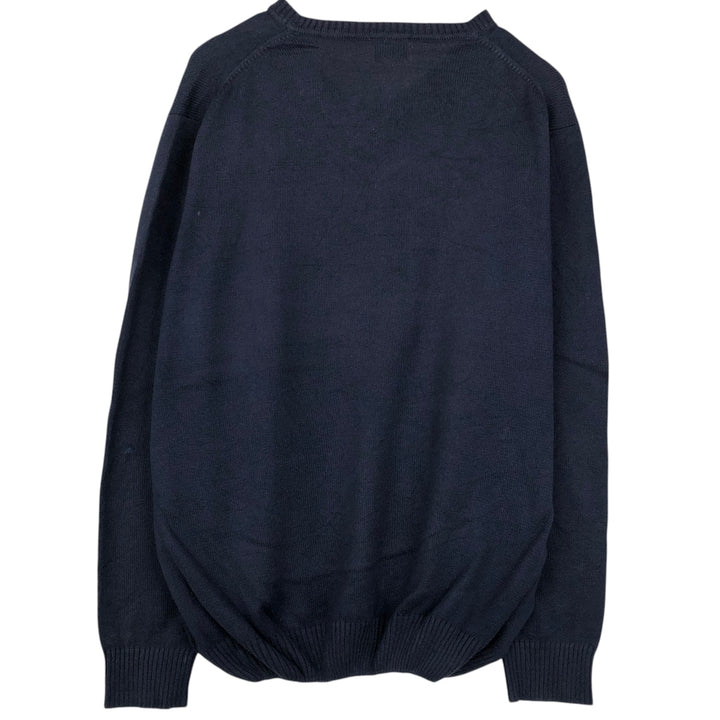Lacoste V-neck cotton x acrylic knit sweater, size 7 (equivalent to men's XXL) acrylic navy blue type Vintage Second Hand
