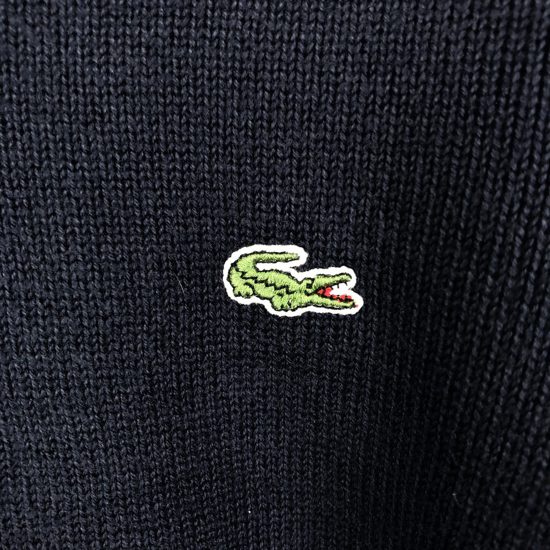 Lacoste V-neck cotton x acrylic knit sweater, size 7 (equivalent to men's XXL) acrylic navy blue type Vintage Second Hand