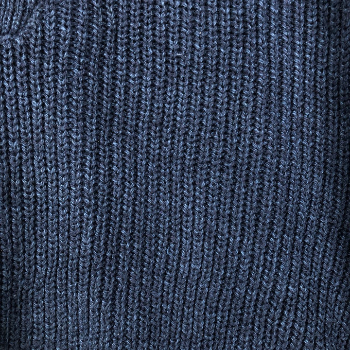 2000'S Eddie Bauer Henley Neck Cotton Knit Half-Button Sweater, Made in USA, Men's Size L (approx.) cotton navy blue type Vintage Second Hand