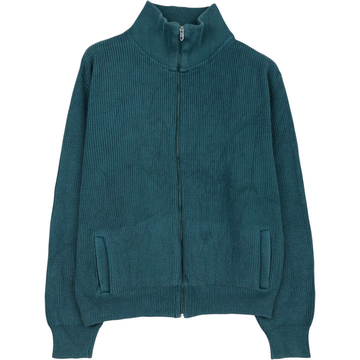 70s-80'S LL Bean Cotton Knit Full-Zip Sweater, Made in USA, Men's XL equivalent, Vintage cotton green type Vintage Second Hand