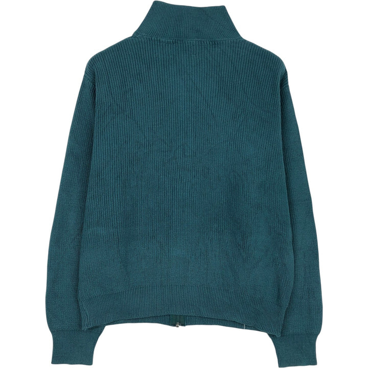 70s-80'S LL Bean Cotton Knit Full-Zip Sweater, Made in USA, Men's XL equivalent, Vintage cotton green type Vintage Second Hand