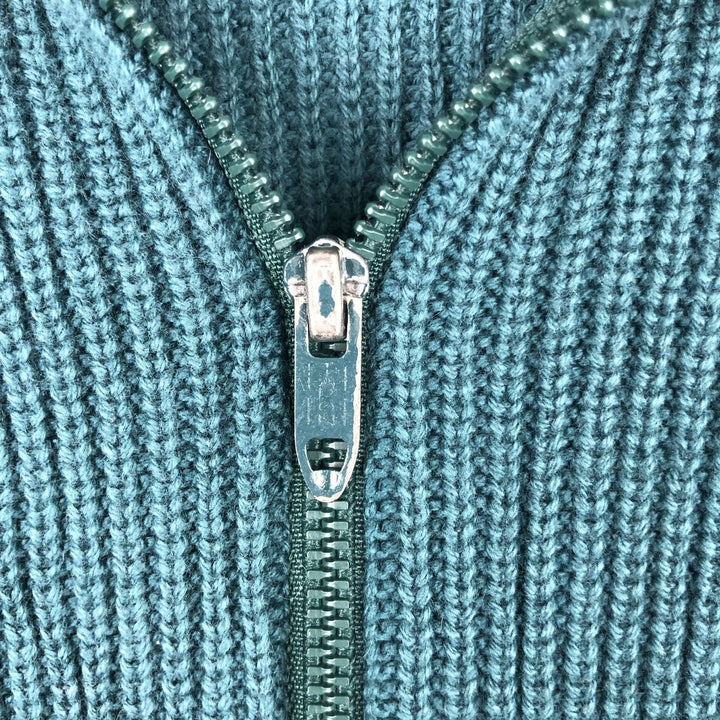 70s-80'S LL Bean Cotton Knit Full-Zip Sweater, Made in USA, Men's XL equivalent, Vintage cotton green type Vintage Second Hand