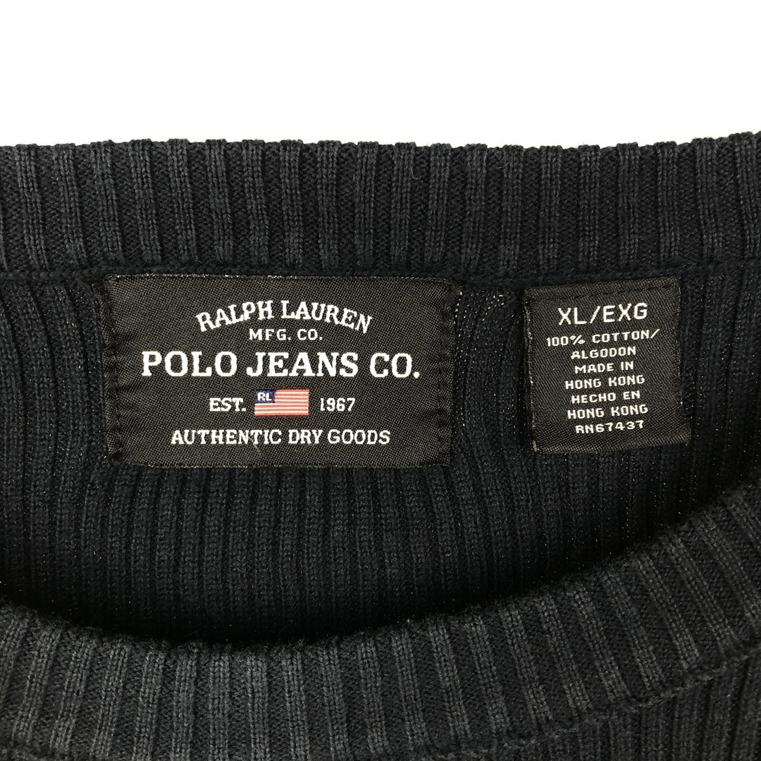 2000'S Ralph Lauren Polo Jeans Company cotton knit sweater, men's size XL cotton black type Vintage Second Hand