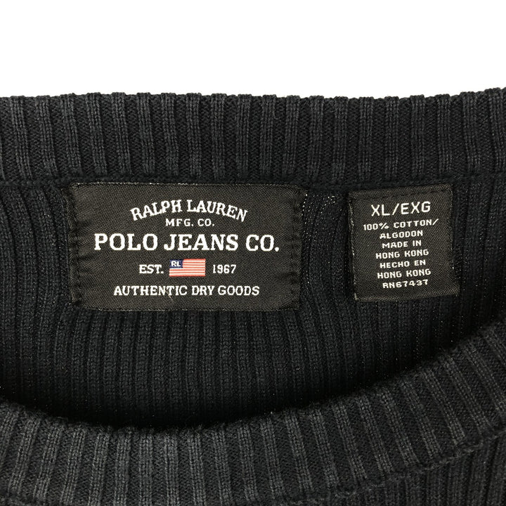 2000'S Ralph Lauren Polo Jeans Company cotton knit sweater, men's size XL cotton black type Vintage Second Hand
