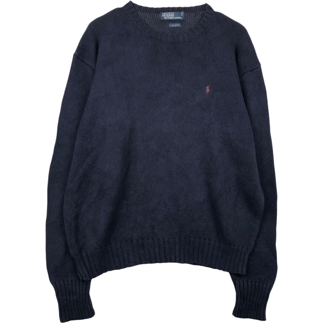 Ralph Lauren POLO by Ralph Lauren Cotton Knit Sweater Men's XL cotton navy blue type Vintage Second Hand