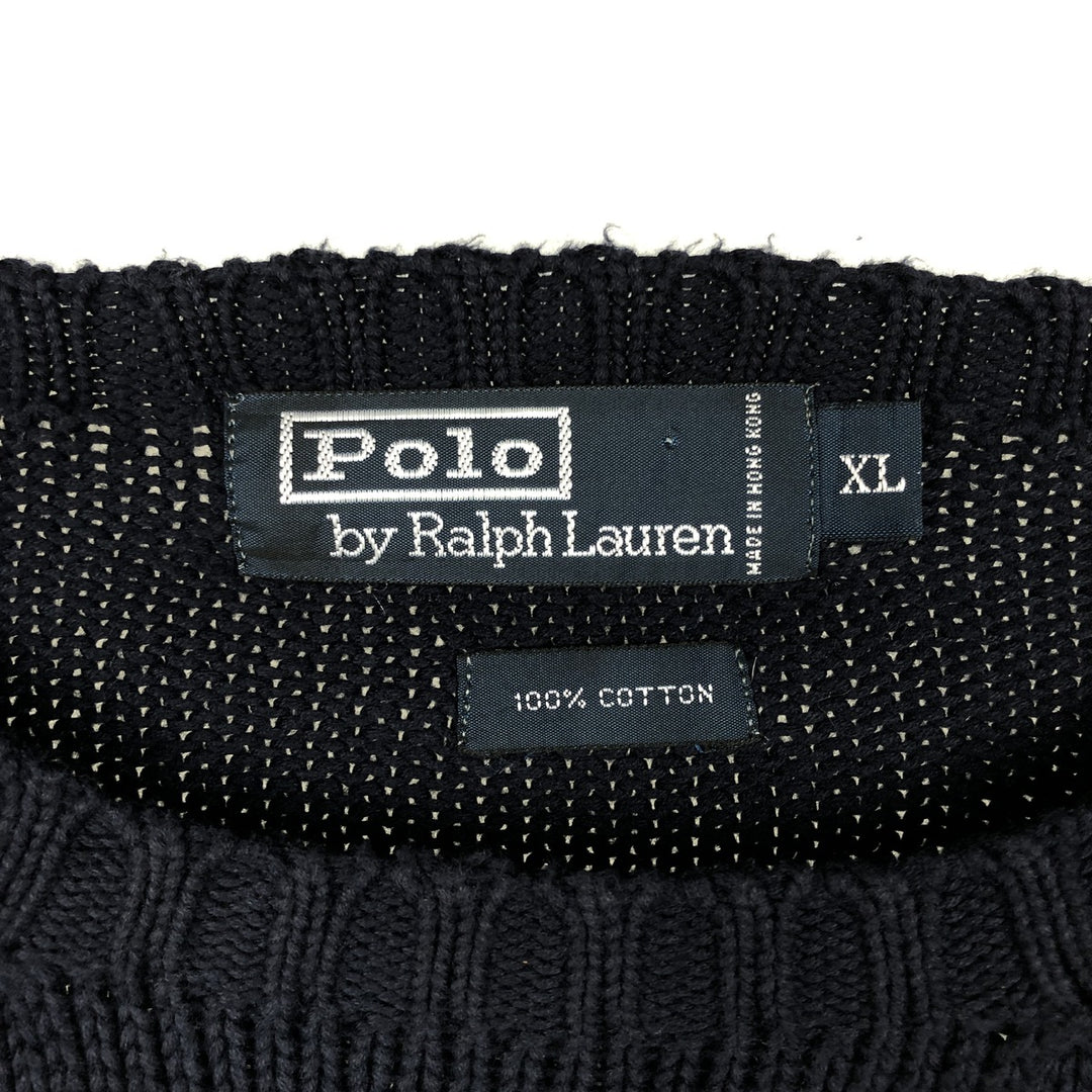 Ralph Lauren POLO by Ralph Lauren Cotton Knit Sweater Men's XL cotton navy blue type Vintage Second Hand