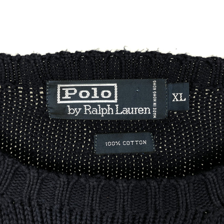 Ralph Lauren POLO by Ralph Lauren Cotton Knit Sweater Men's XL cotton navy blue type Vintage Second Hand