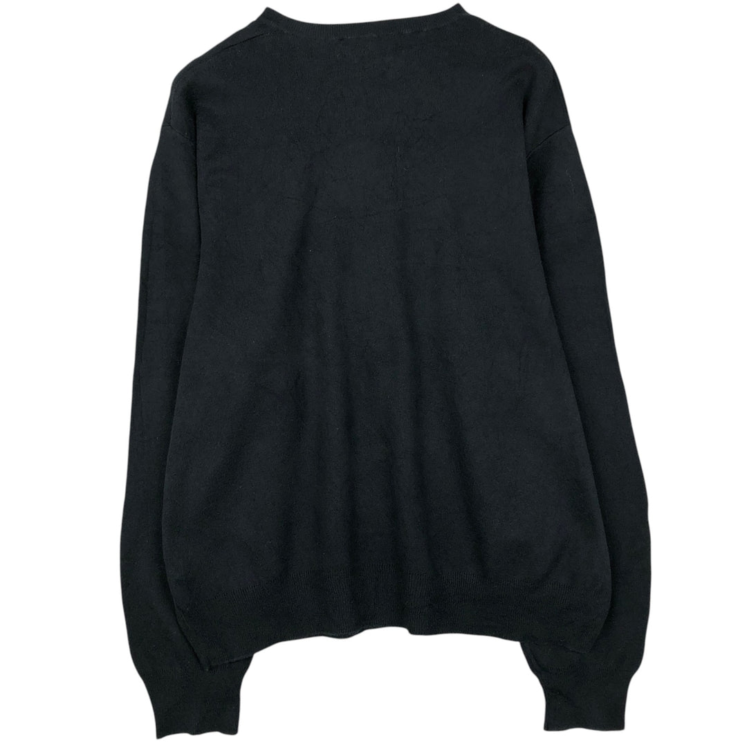 Ralph Lauren POLO by Ralph Lauren V-neck cotton knit sweater, men's XL size cotton black type Vintage Second Hand