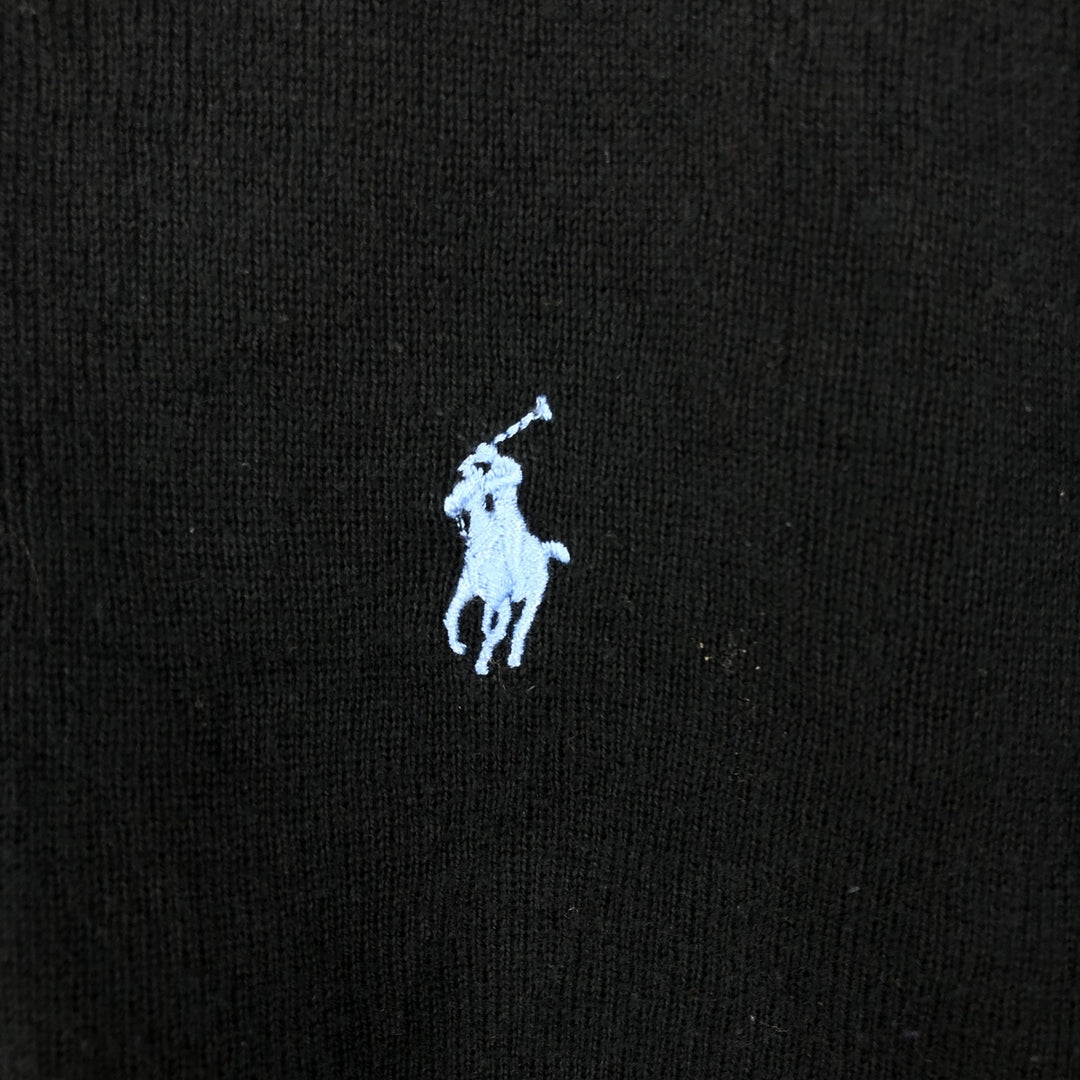 Ralph Lauren POLO by Ralph Lauren V-neck cotton knit sweater, men's XL size cotton black type Vintage Second Hand