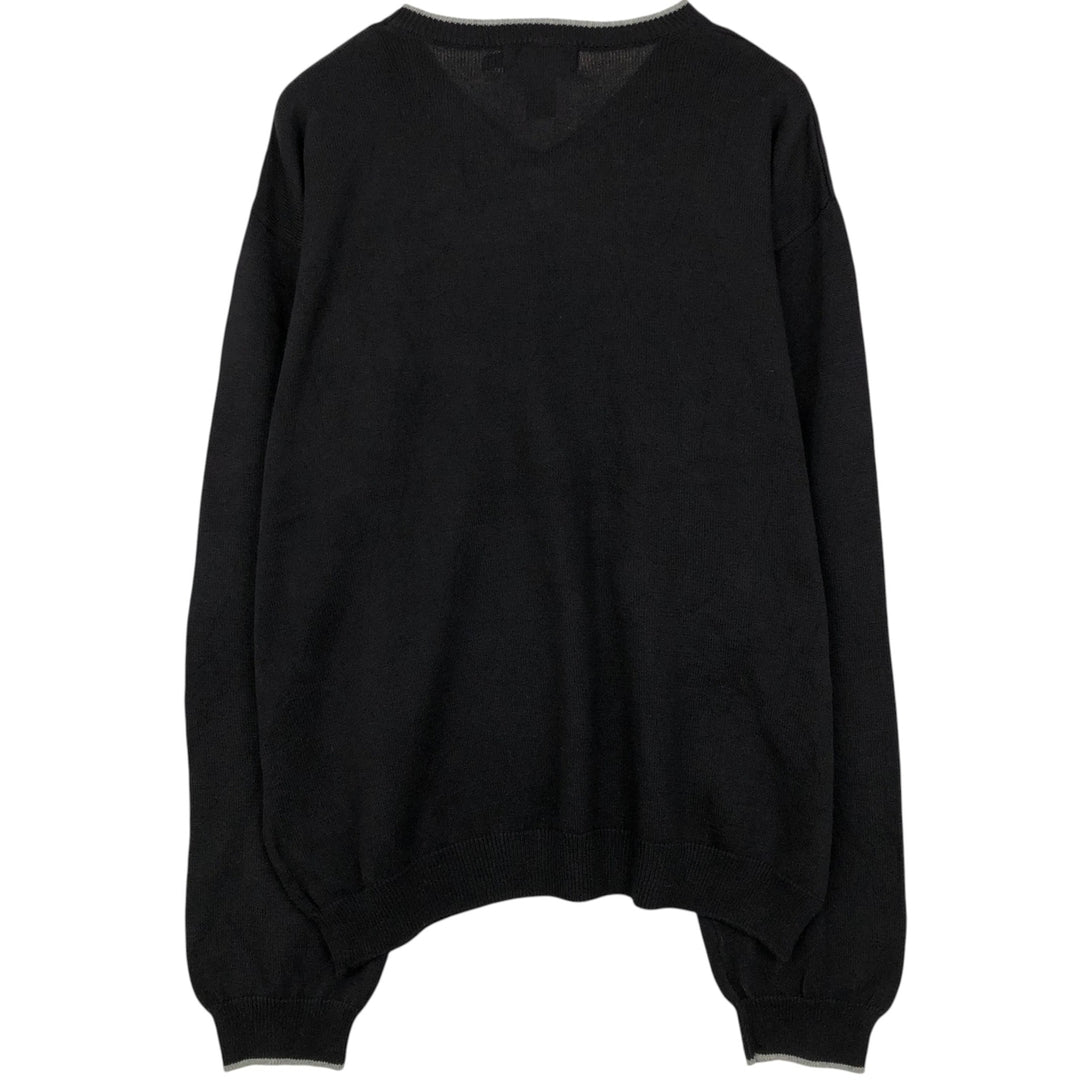 Ralph Lauren Chaps V-neck cotton knit sweater, men's size XL cotton black type Vintage Second Hand