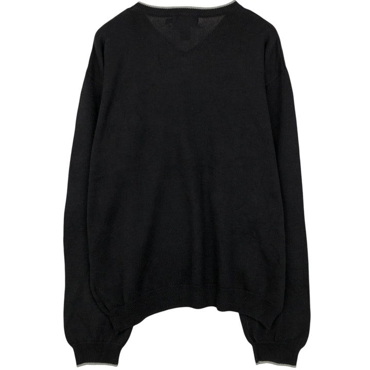 Ralph Lauren Chaps V-neck cotton knit sweater, men's size XL cotton black type Vintage Second Hand