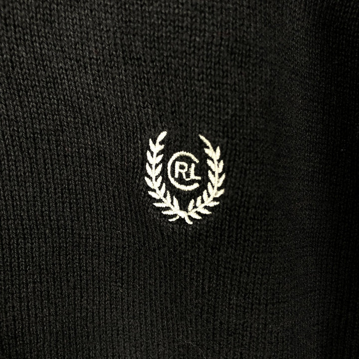 Ralph Lauren Chaps V-neck cotton knit sweater, men's size XL cotton black type Vintage Second Hand