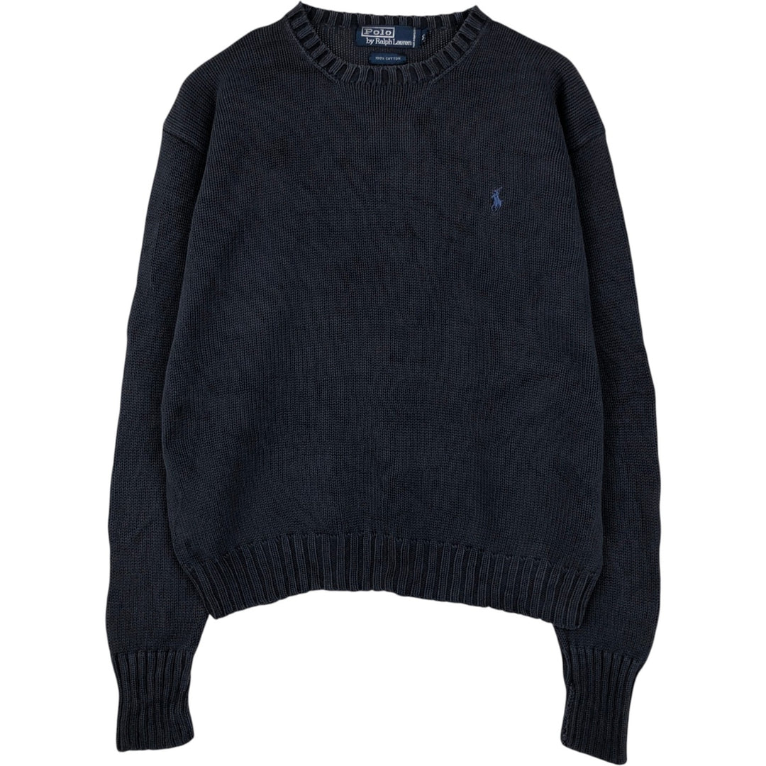 Ralph Lauren POLO by Ralph Lauren Cotton Knit Sweater Men's S cotton navy blue type Vintage Second Hand
