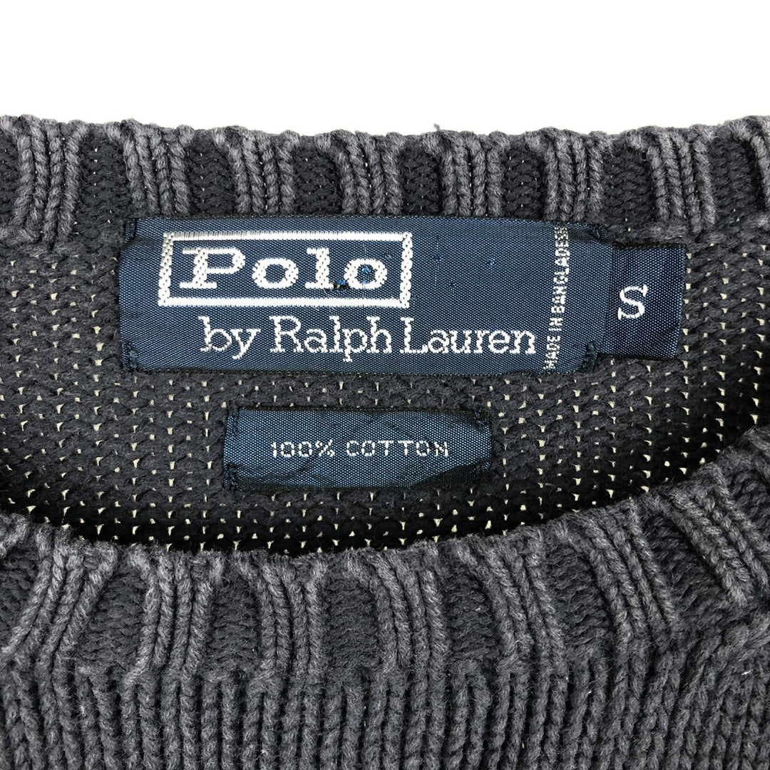 Ralph Lauren POLO by Ralph Lauren Cotton Knit Sweater Men's S cotton navy blue type Vintage Second Hand