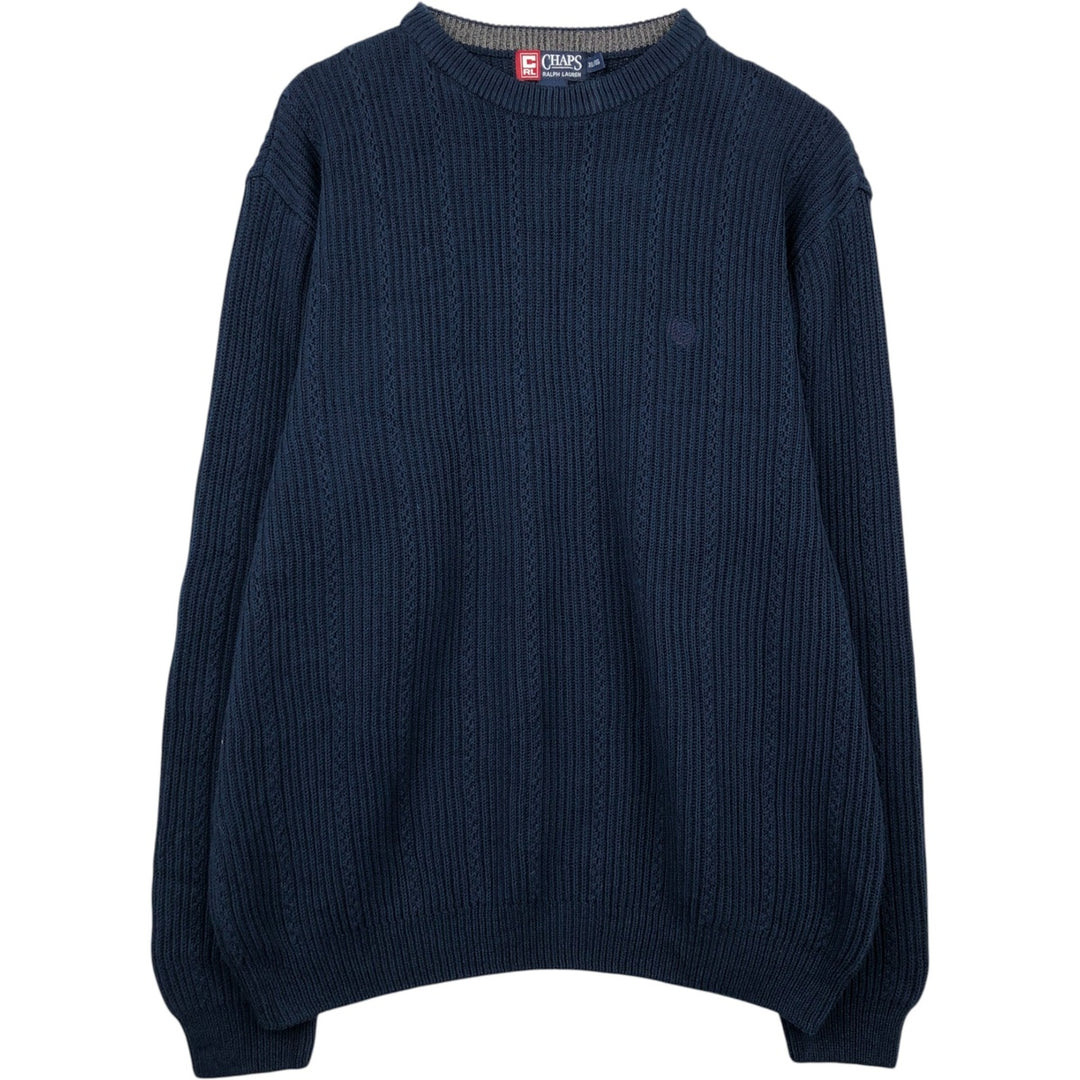 Ralph Lauren CHAPS cotton knit sweater, men's size XL cotton navy blue type Vintage Second Hand