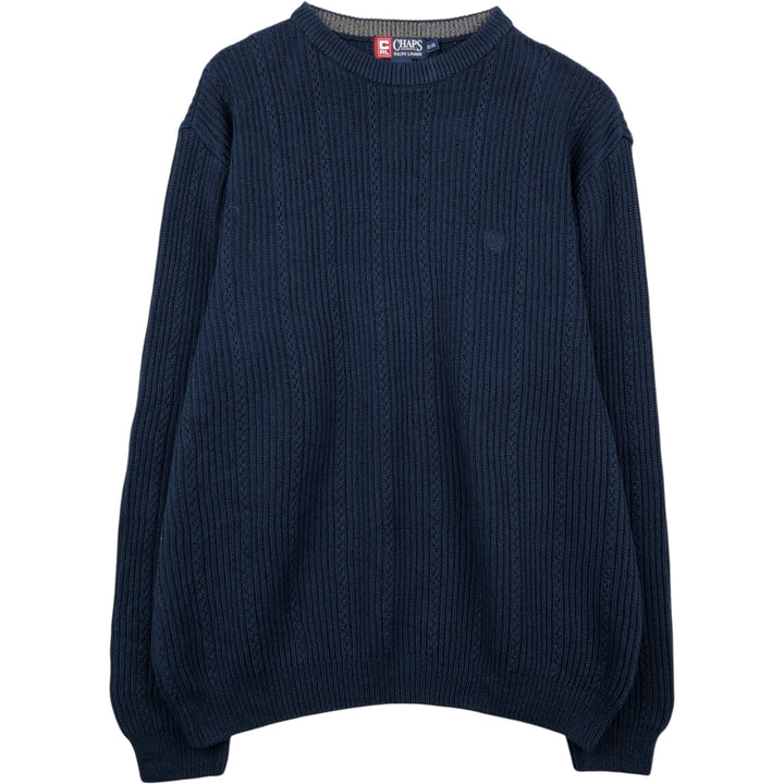 Ralph Lauren CHAPS cotton knit sweater, men's size XL cotton navy blue type Vintage Second Hand