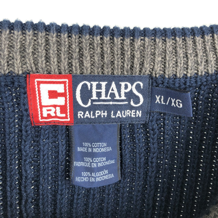 Ralph Lauren CHAPS cotton knit sweater, men's size XL cotton navy blue type Vintage Second Hand
