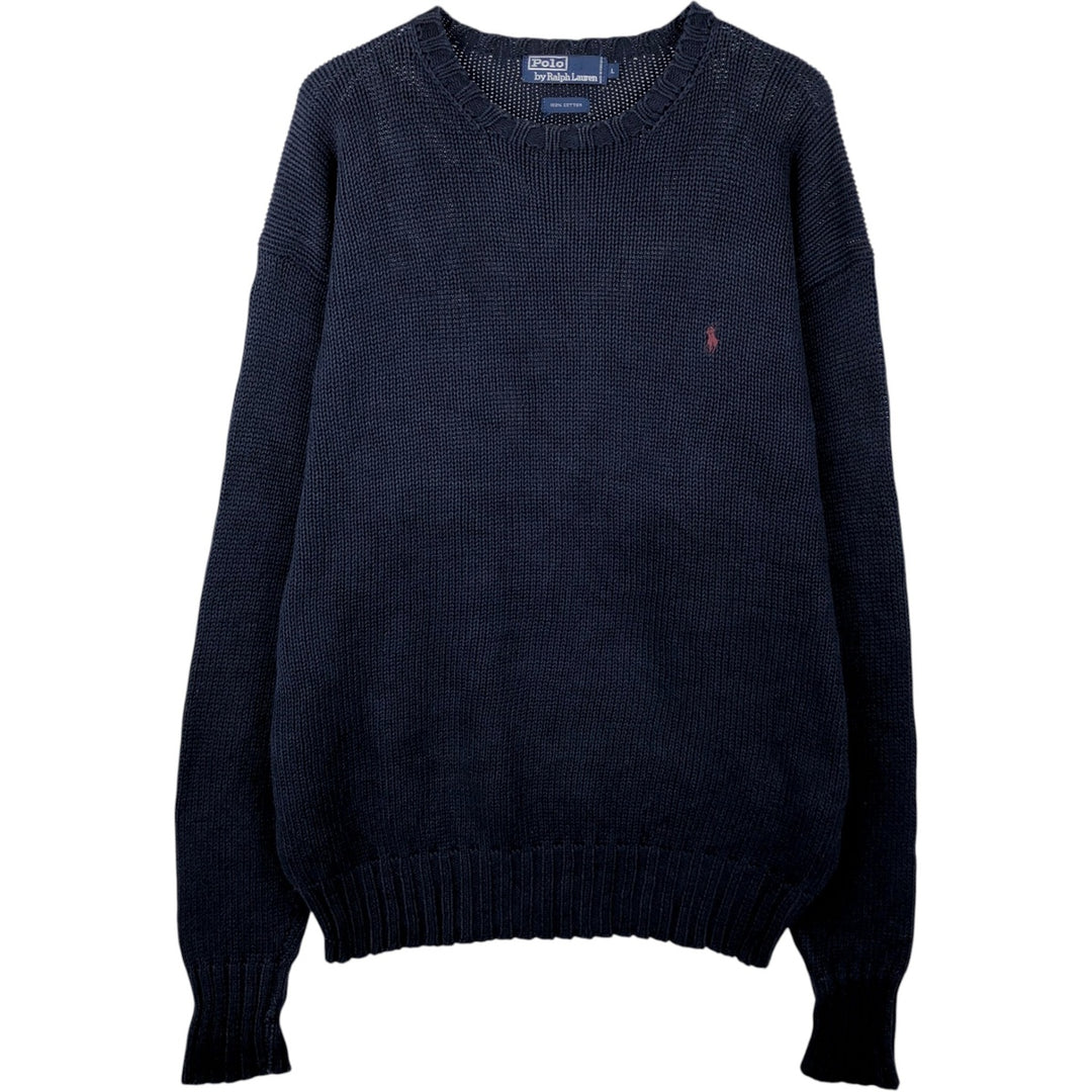 Ralph Lauren POLO by Ralph Lauren Cotton Knit Sweater Men's L size cotton navy blue type Vintage Second Hand