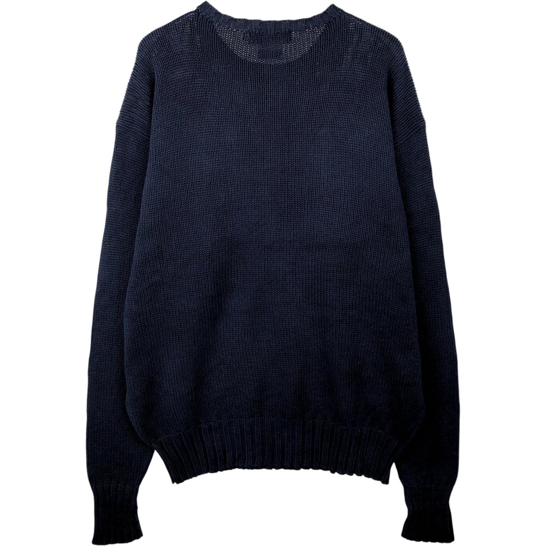 Ralph Lauren POLO by Ralph Lauren Cotton Knit Sweater Men's L size cotton navy blue type Vintage Second Hand