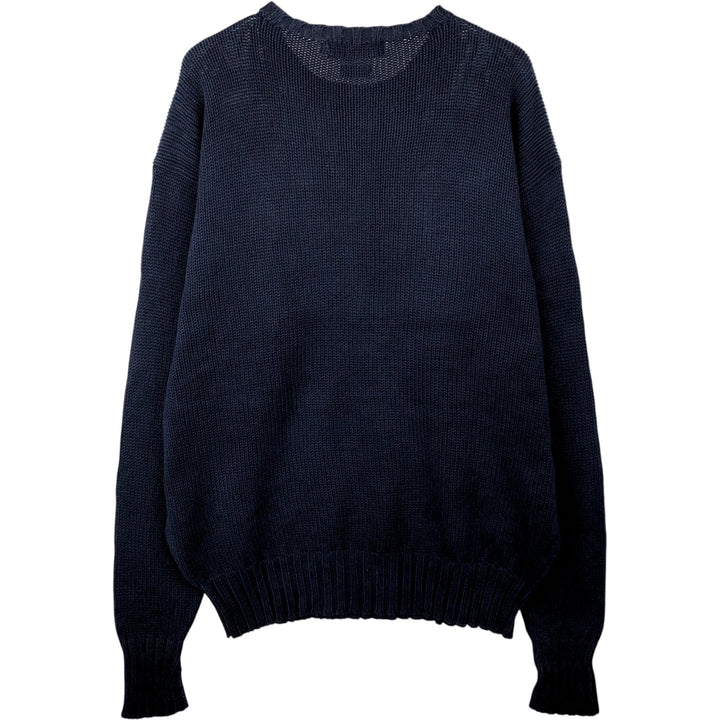 Ralph Lauren POLO by Ralph Lauren Cotton Knit Sweater Men's L size cotton navy blue type Vintage Second Hand