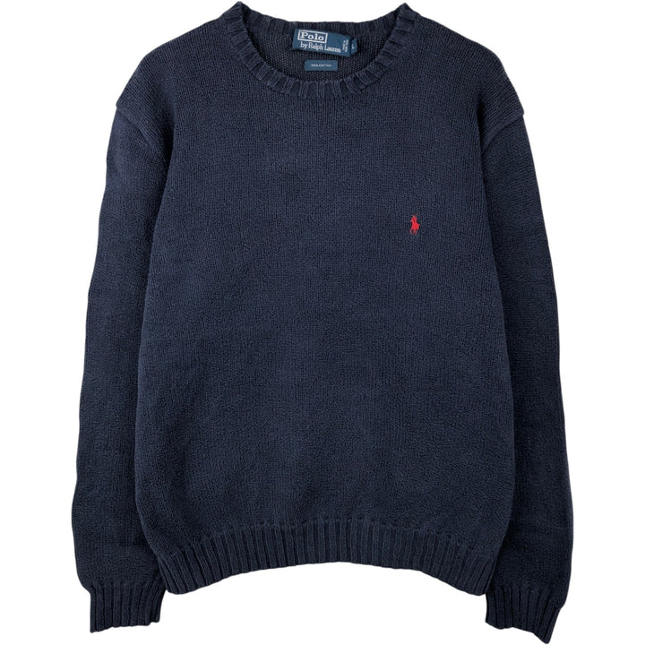Ralph Lauren POLO by Ralph Lauren Cotton Knit Sweater Men's L size cotton Navy blue Vintage Second Hand
