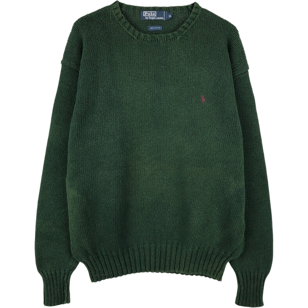 Ralph Lauren POLO by Ralph Lauren Cotton Knit Sweater Men's XL cotton Green type dark green Vintage Second Hand