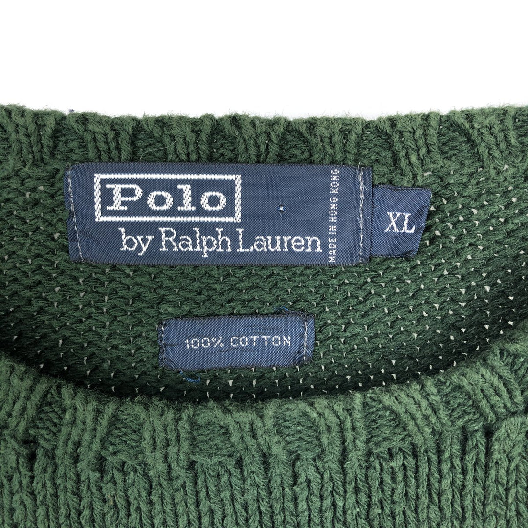 Ralph Lauren POLO by Ralph Lauren Cotton Knit Sweater Men's XL cotton Green type dark green Vintage Second Hand