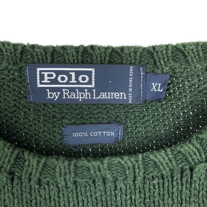 Ralph Lauren POLO by Ralph Lauren Cotton Knit Sweater Men's XL cotton Green type dark green Vintage Second Hand