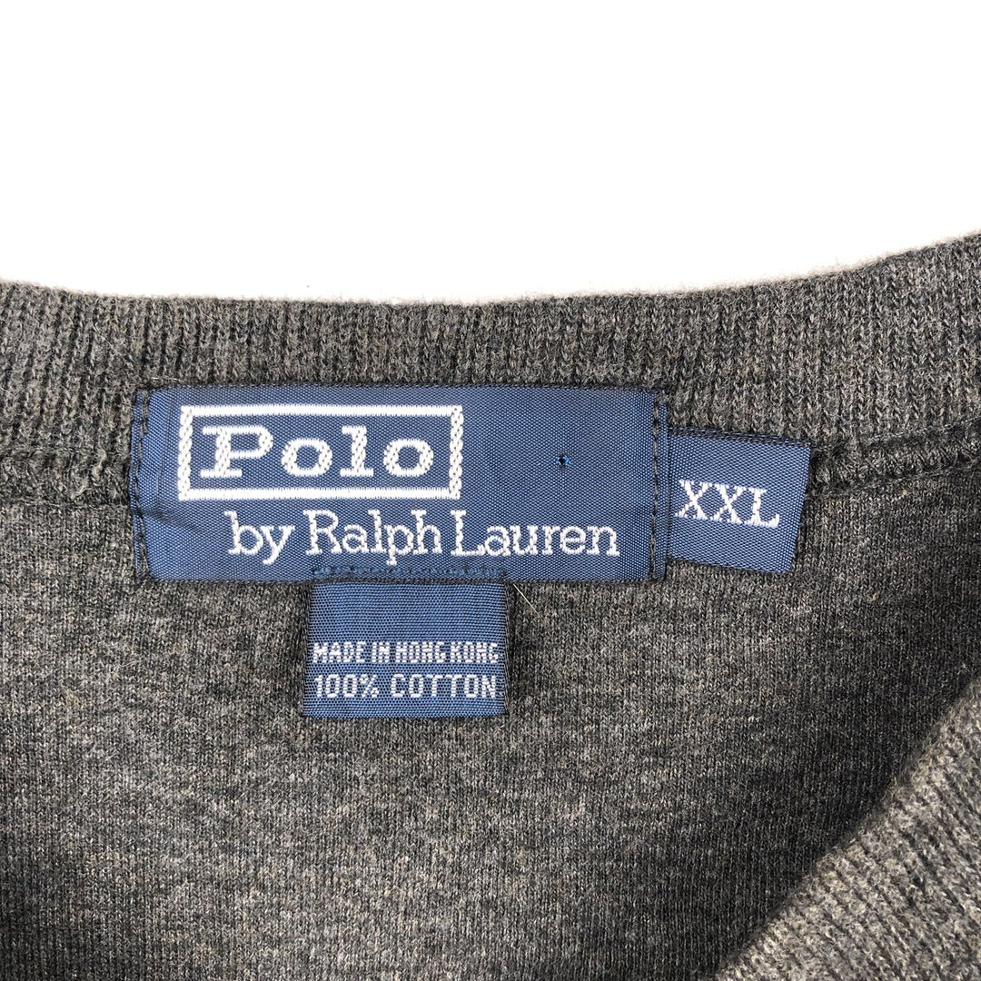 Ralph Lauren POLO by Ralph Lauren V-neck cotton knit sweater, men's size XXL cotton Charcoal Vintage Second Hand