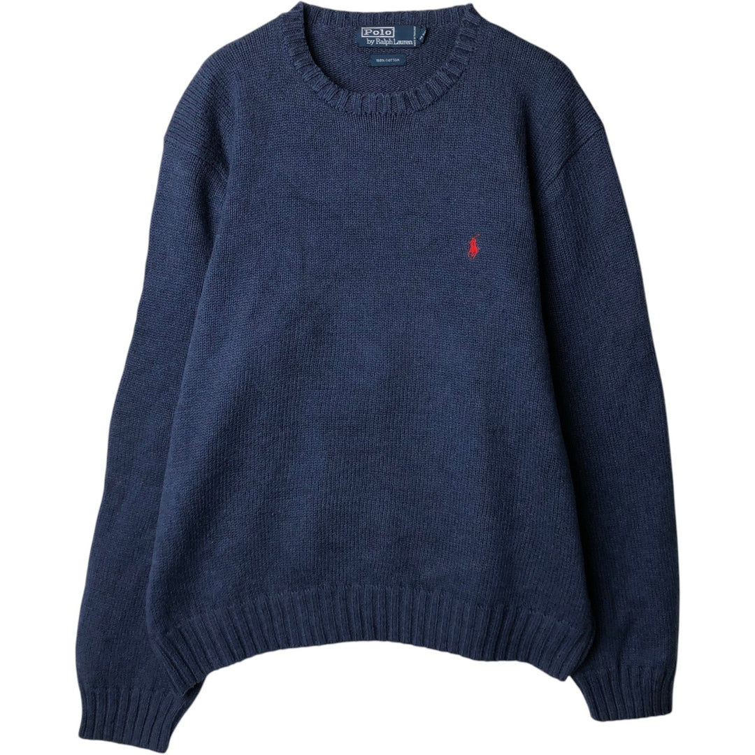 Ralph Lauren POLO by Ralph Lauren Cotton Knit Sweater Men's XL cotton Navy blue Vintage Second Hand