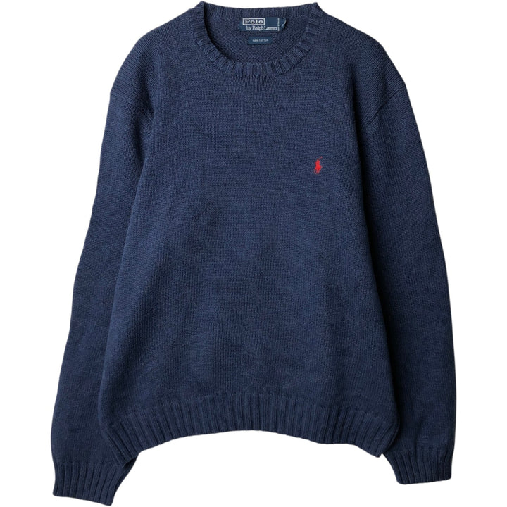 Ralph Lauren POLO by Ralph Lauren Cotton Knit Sweater Men's XL cotton Navy blue Vintage Second Hand