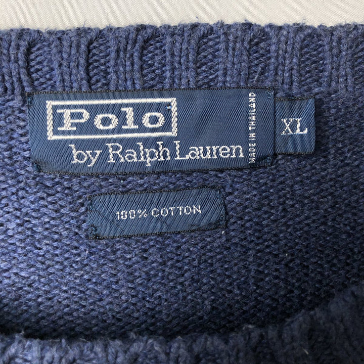 Ralph Lauren POLO by Ralph Lauren Cotton Knit Sweater Men's XL cotton Navy blue Vintage Second Hand