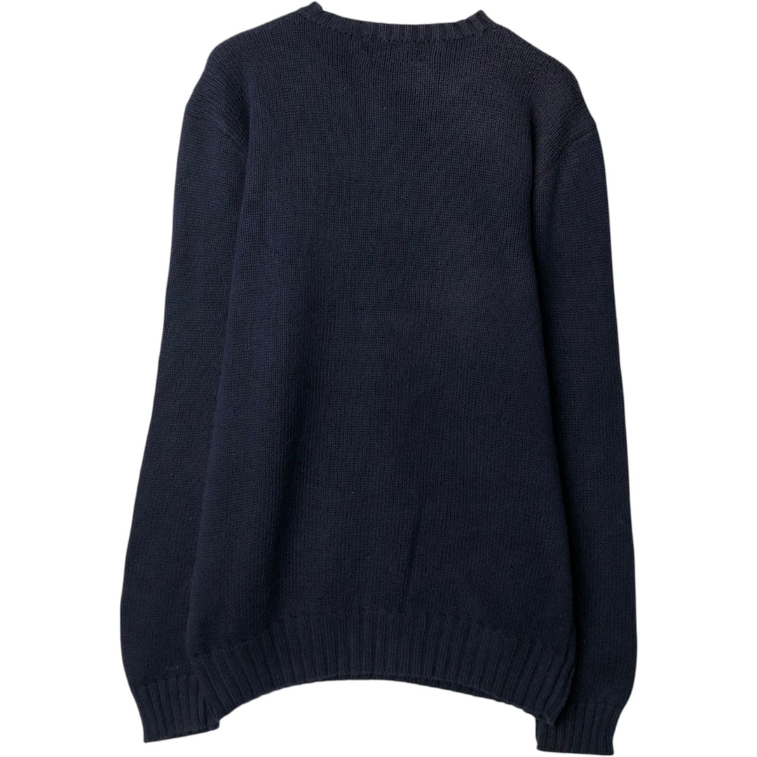 Ralph Lauren POLO RALPH LAUREN cotton knit sweater, men's size S cotton navy blue type Vintage Second Hand