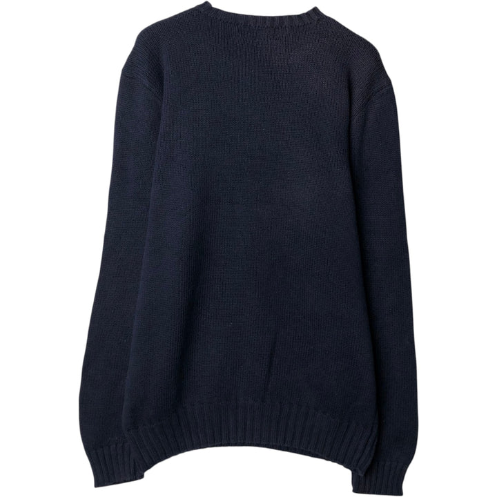 Ralph Lauren POLO RALPH LAUREN cotton knit sweater, men's size S cotton navy blue type Vintage Second Hand
