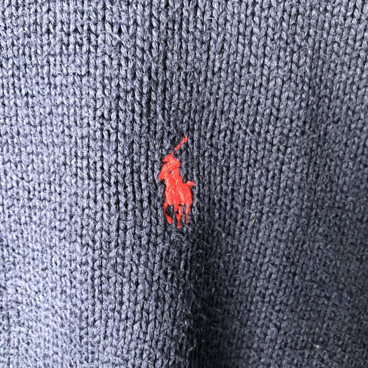 Ralph Lauren POLO RALPH LAUREN cotton knit sweater, men's size S cotton navy blue type Vintage Second Hand