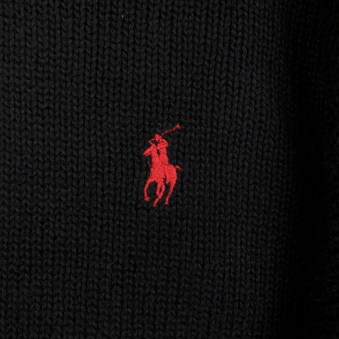 Ralph Lauren POLO by Ralph Lauren V-neck cotton knit sweater, men's XL size cotton black type Vintage Second Hand