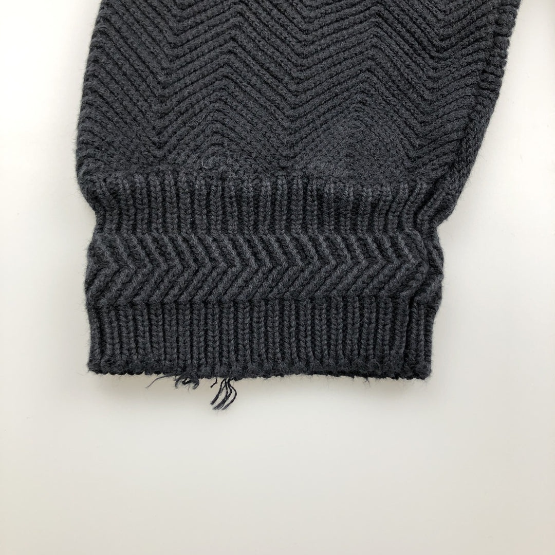 1980'S Ralph Lauren CHAPS Herringbone Cotton Knit Sweater, Men's Size L (approx.), Vintage cotton black type Vintage Second Hand