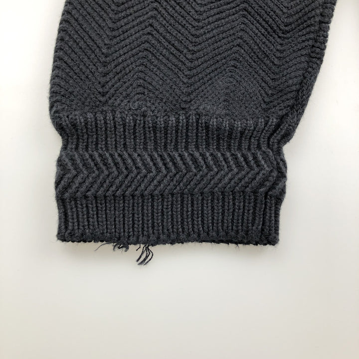 1980'S Ralph Lauren CHAPS Herringbone Cotton Knit Sweater, Men's Size L (approx.), Vintage cotton black type Vintage Second Hand