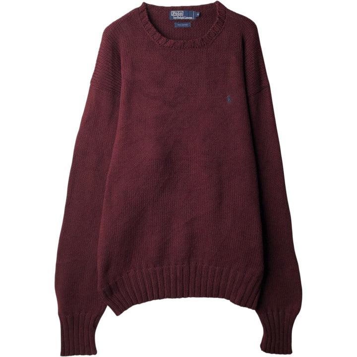 Ralph Lauren POLO by Ralph Lauren Cotton Knit Sweater Men's XL cotton wine-red Vintage Second Hand