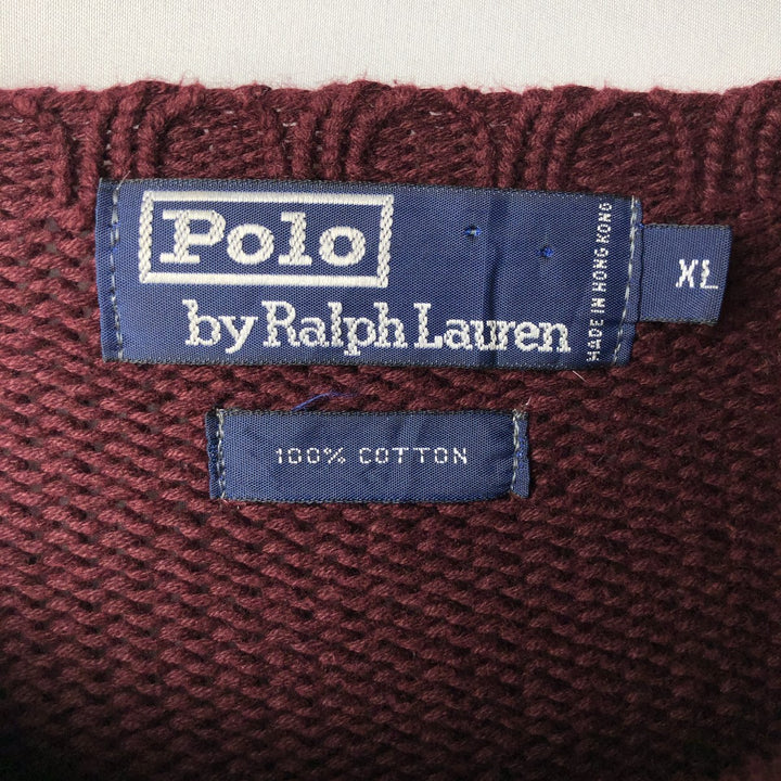 Ralph Lauren POLO by Ralph Lauren Cotton Knit Sweater Men's XL cotton wine-red Vintage Second Hand