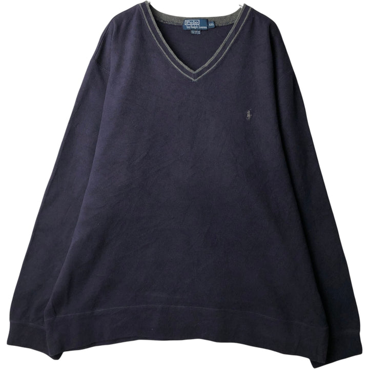 Ralph Lauren POLO by Ralph Lauren V-neck cotton knit sweater, men's size XXL cotton navy blue type Vintage Second Hand